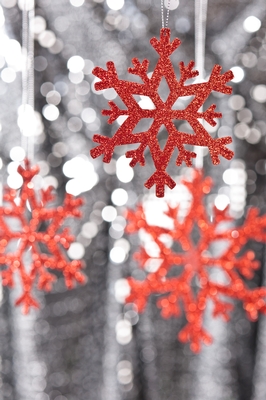Red snowflake ornaments