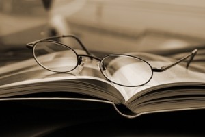 Eyeglasses on a book