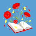 Red flowers among smaller yellow flowers coming out of the centre of an open book. (Copyright: zrzahid © 123RF.com)