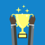 Pair of hands holding up a gold trophy. (Copyright: hvostik © 123RF.com)