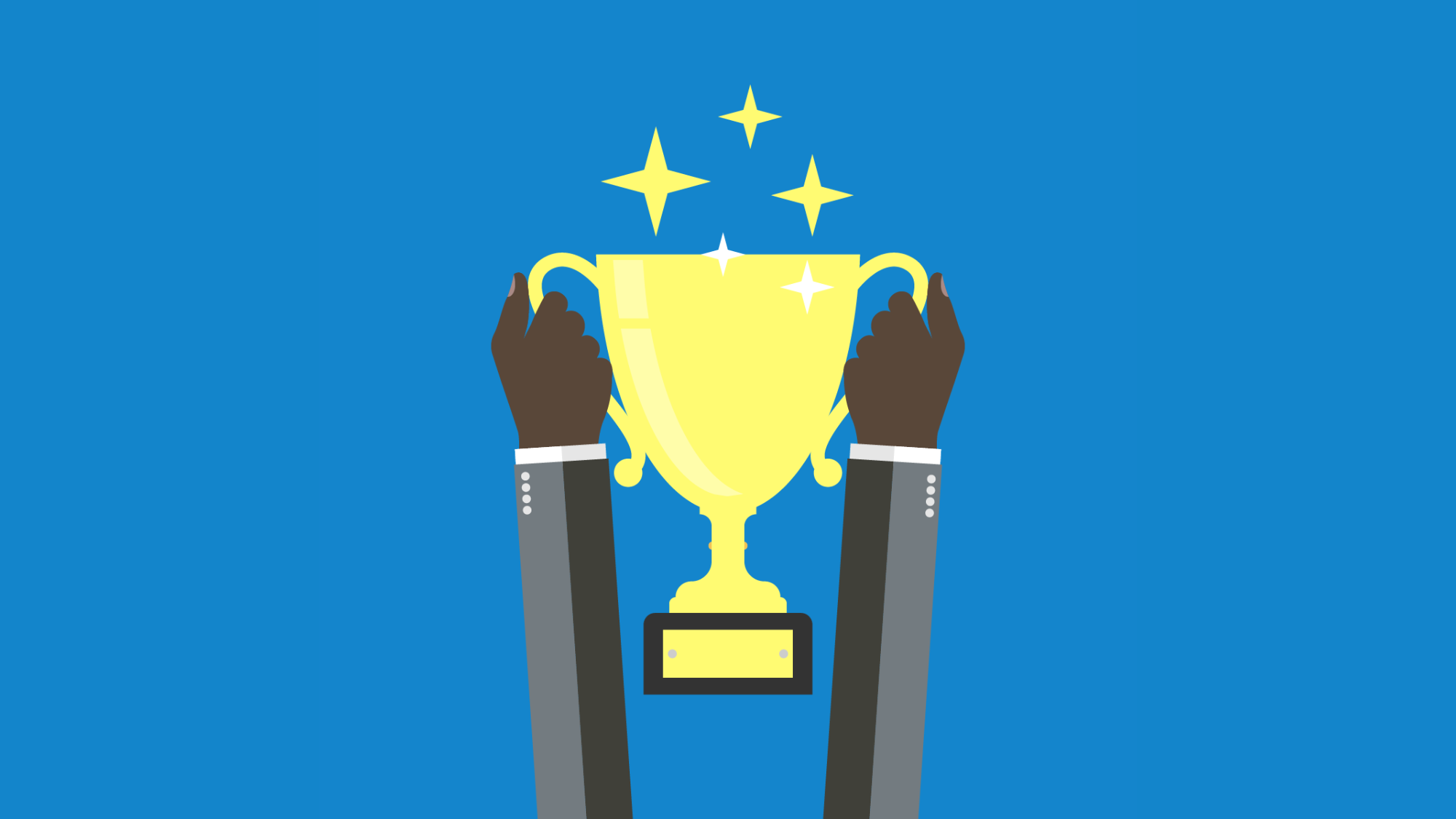 Pair of hands holding up a gold trophy. (Copyright: hvostik © 123RF.com)