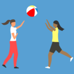 Two people playing catch with a large ball. (Copyright: bsd555 © 123RF.com)