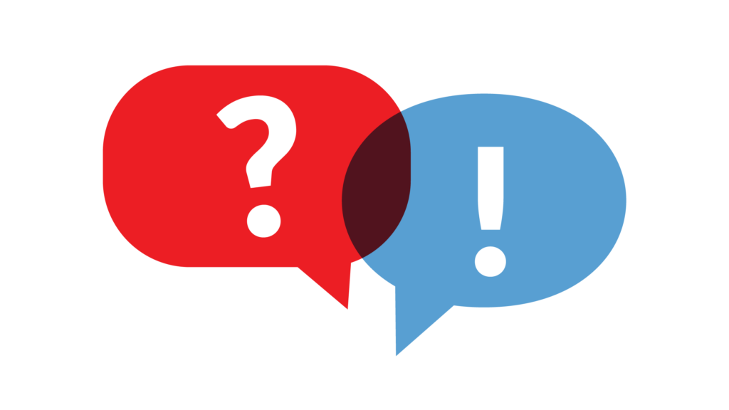 Two overlapping speech bubbles, one featuring a large exclamation point and the other a large question mark. (Copyright: artemstepanov © 123RF.com)
