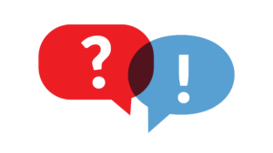 Two overlapping speech bubbles, one featuring a large exclamation point and the other a large question mark. (Copyright: artemstepanov © 123RF.com)