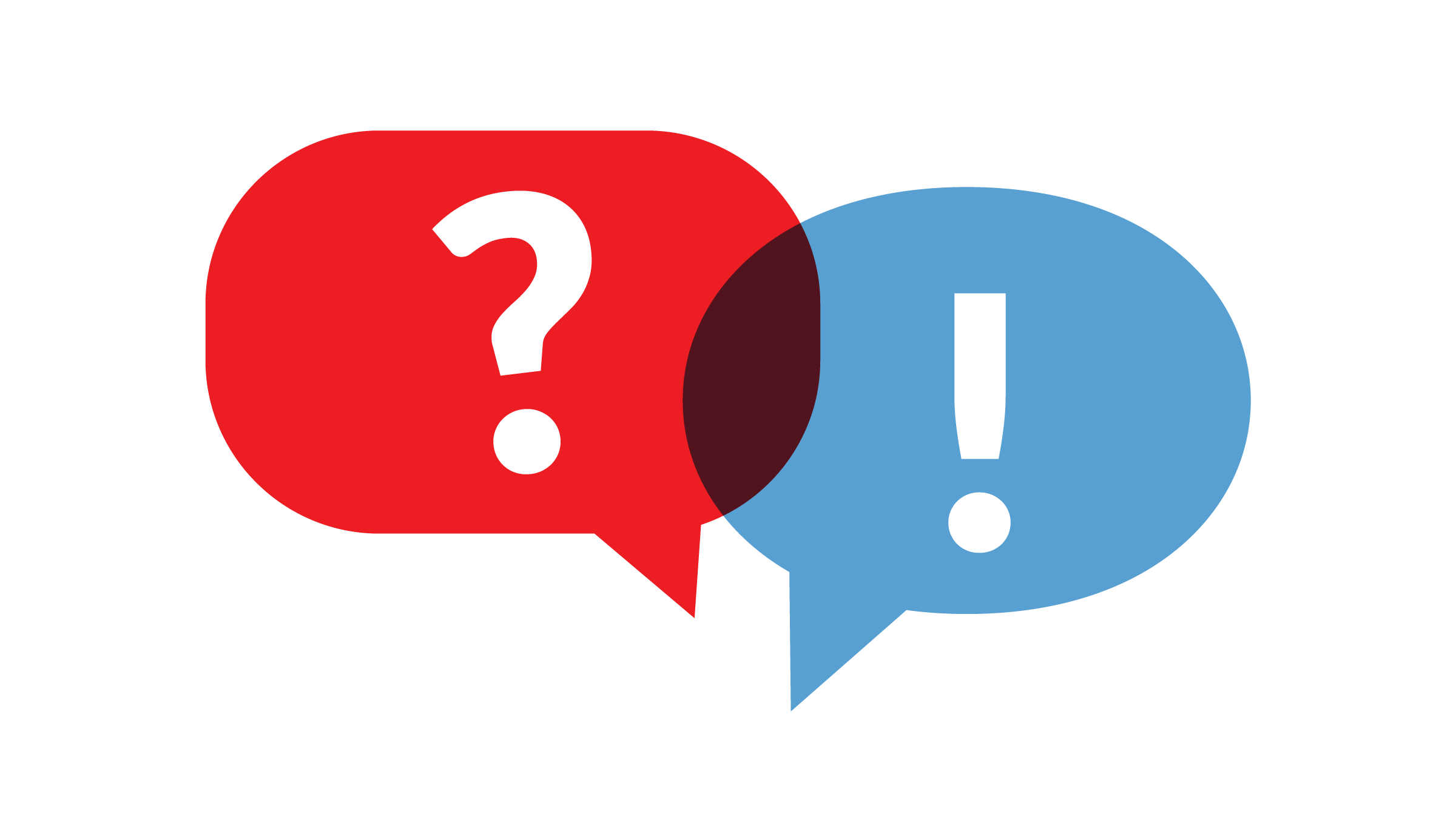Two overlapping speech bubbles, one featuring a large exclamation point and the other a large question mark. (Copyright: artemstepanov © 123RF.com)