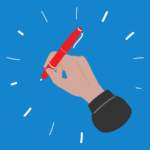 A hand holding a pen poised to write. (Copyright: cosmaa © 123RF.com)